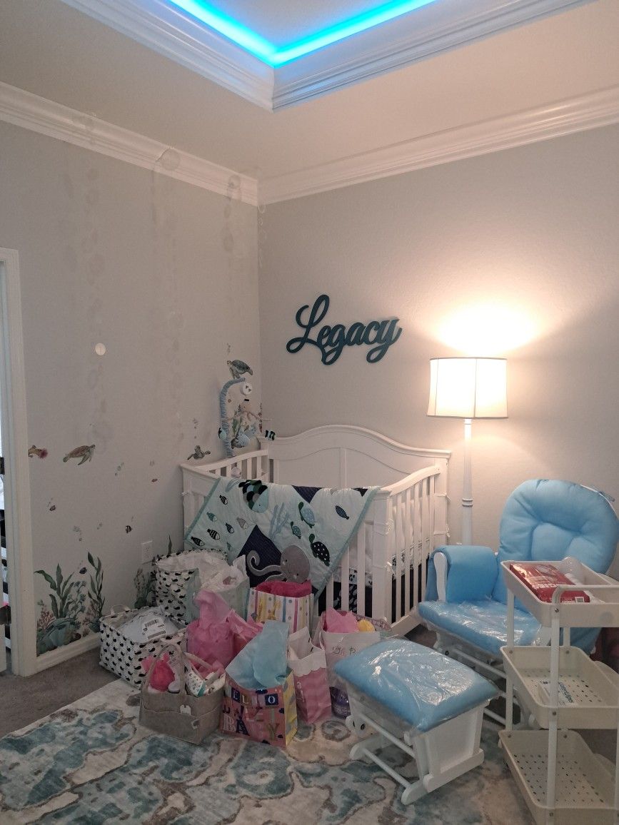 Crib, Swing, HALO Luxe Bassinet, Boppy Pillow