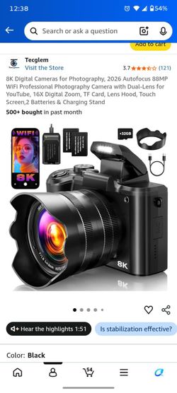 Tecglem 8K Digital Camera with Dual Lens
