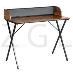 Homy Casa AVA Mesh Vintage Brown Computer Desk "39.4" W x 18.9" D" Home Office Workspace Table