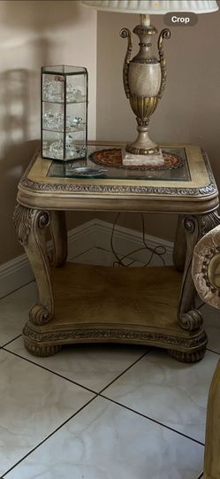Elegant antique side table living room decor