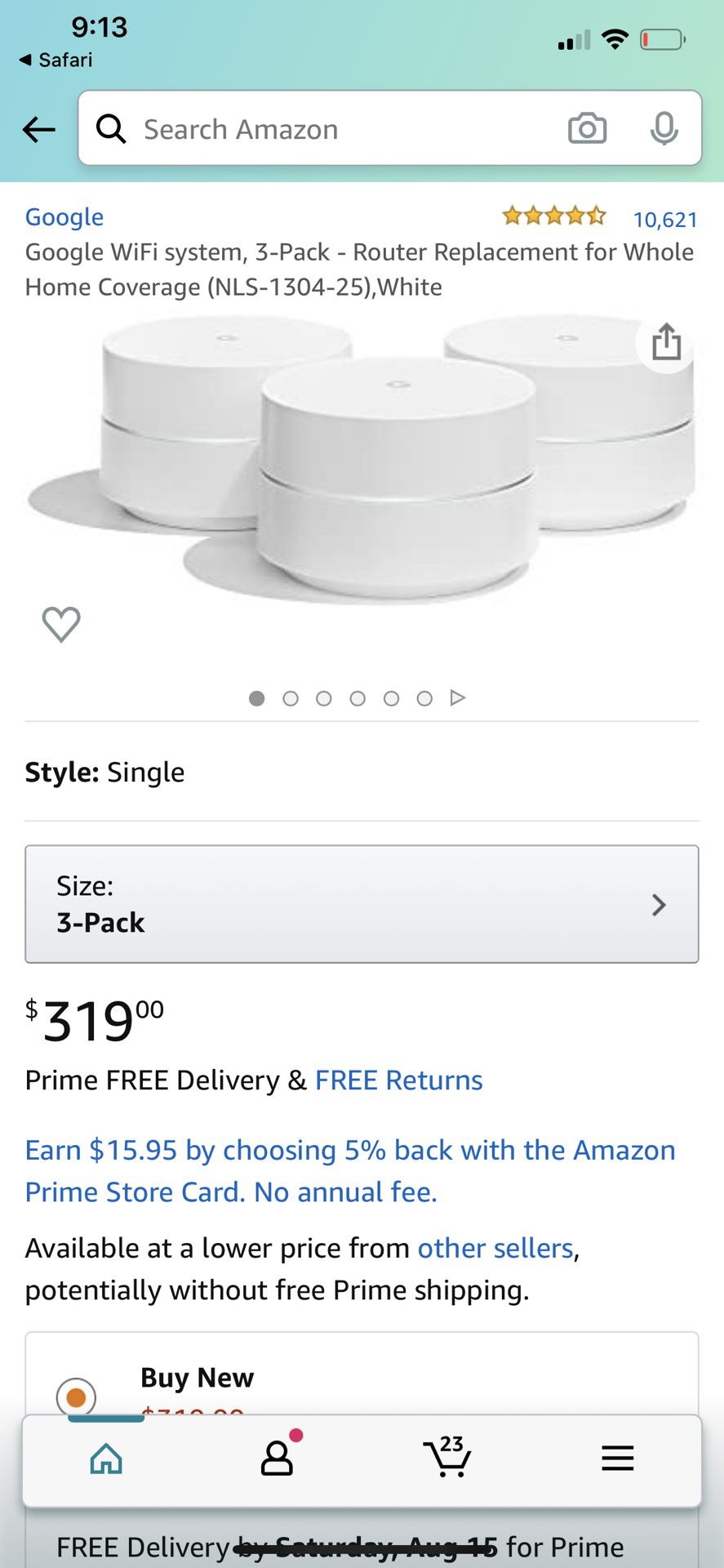 Google WiFi system, 3-Pack - Router Replacement for Whole Home Coverage (NLS-1304-25),White