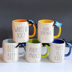 Rae Dunn Looney Tunes Mug Set of 5  i’ANDALE! i’ANDALE! YOU’RE DESPICABLE  WHATS UP DOC THAT’S ALL FOLKS  BEEP BEEP
