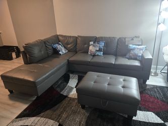 Two piece sectional couch, and recliner