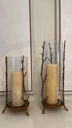 Gold Metal Twig Candle Hurricane