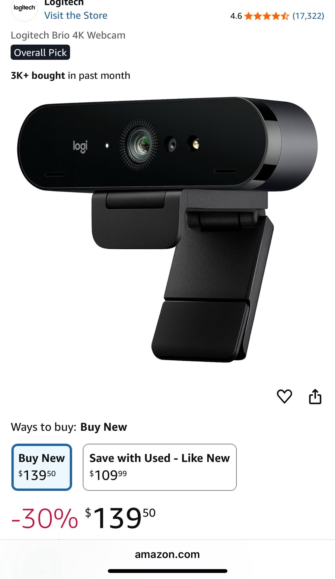 Brio 4k Pro Webcam (30 Available)