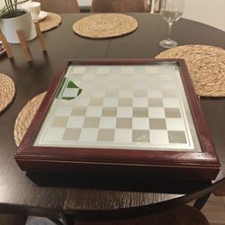 Glass Chess Set With Wooden Box