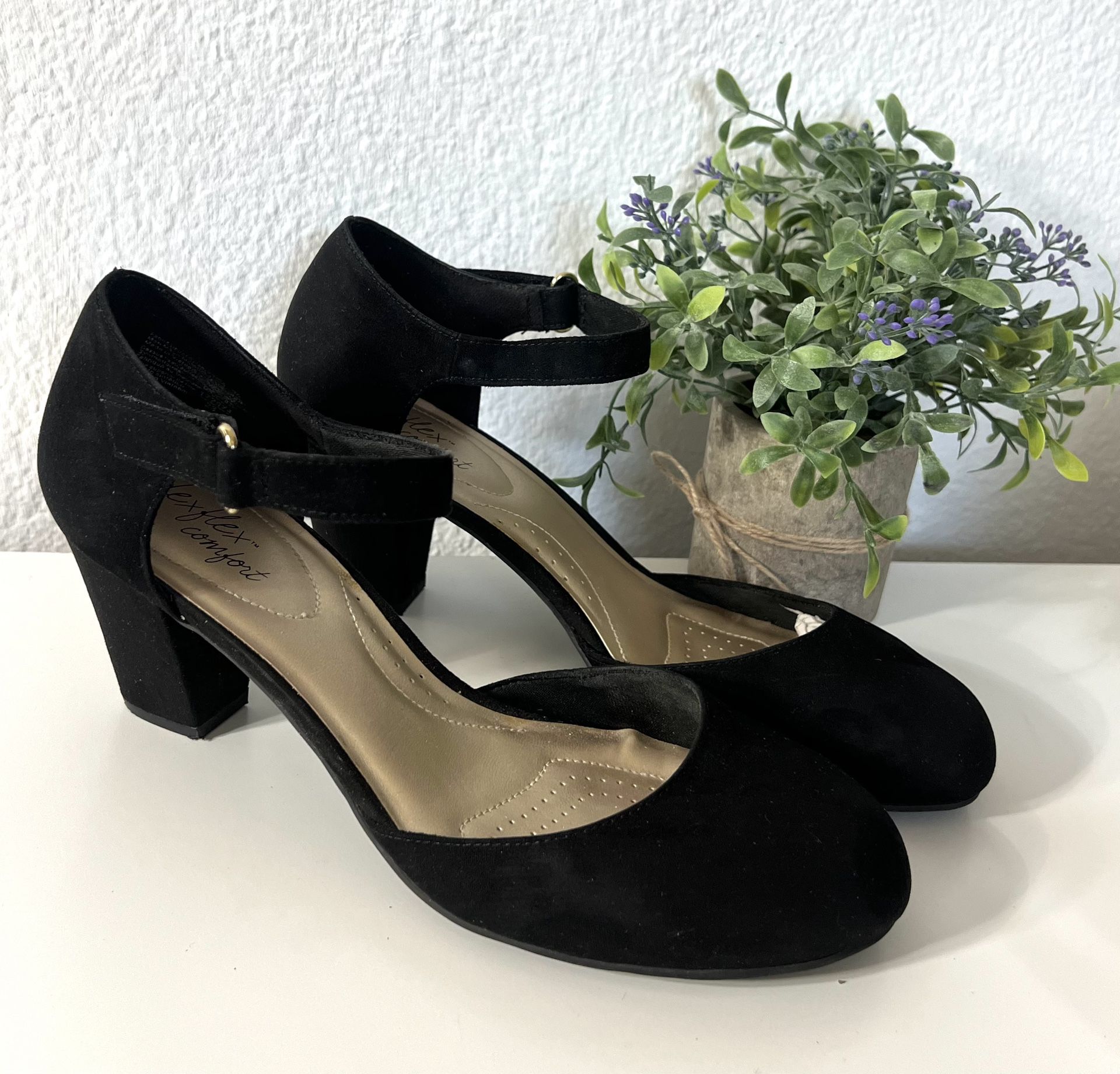 DexFlex Comfort Black Suede Heel Pump Shoes Womens 10 Shoes Footwear Sandals