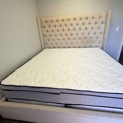 King Tufted Bedframe and Mattress
