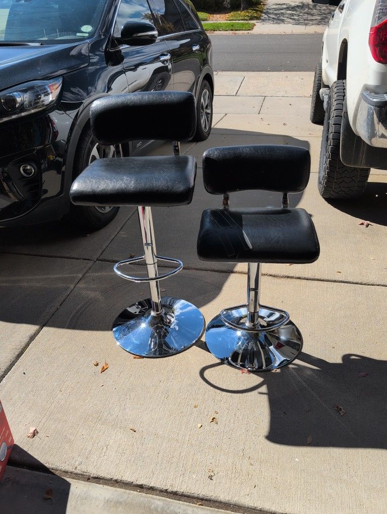 Set of Two Black Adjustable Bar Stools