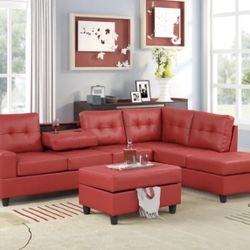 Sectional + Storage Ottoman Couch Set 