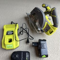 Ryobi 6.5in Circular Saw 18V Cordless - With Two 8Ah Batteries And Charger