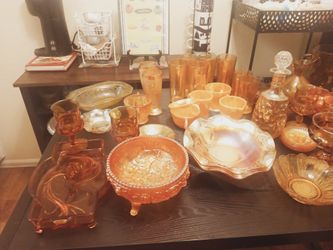 Depression and carnival glass sold as a lot