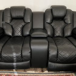 2-Piece Leather Dual Power Reclining Sofa and Loveseat 