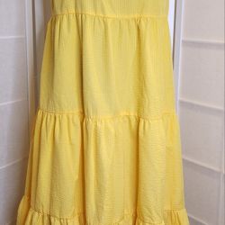 Maxi Yellow 3 Tiers Sun Dress Sz S