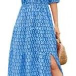 Blue and white dress