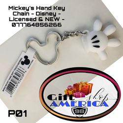 Mickey's Hand Key Chain - Disney - Licensed & NEW - 077764856266