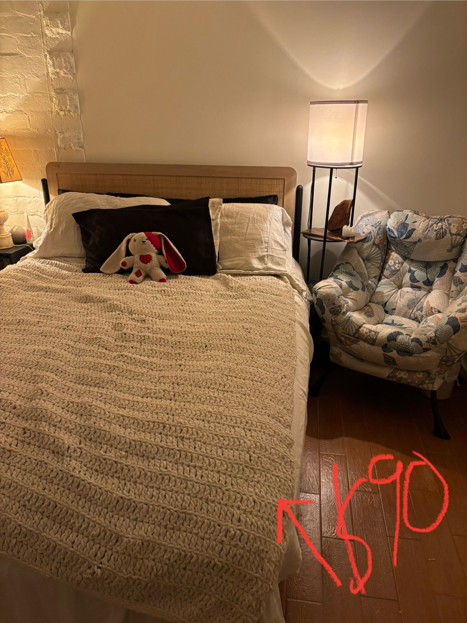 Queen bed frame with mattress