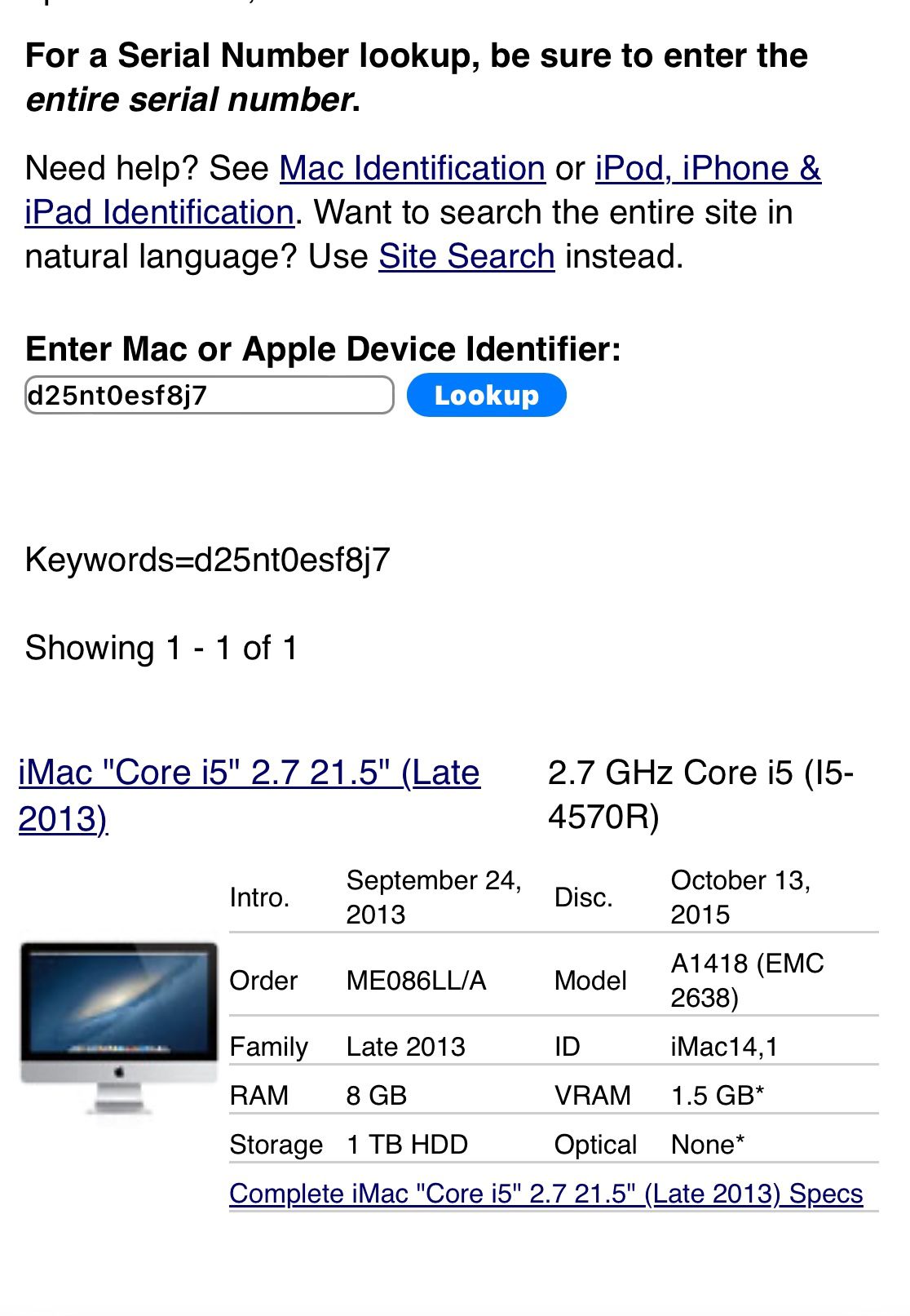 Late 2013 iMac 21.5 