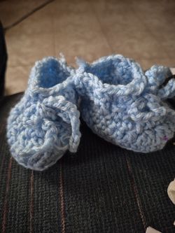 Handmade Crochet Baby Booties Blue