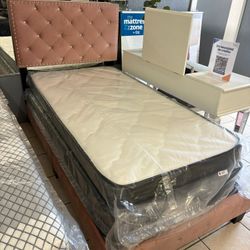 Pink Twin Bed Frame With Or Without Mattress And Box Spring