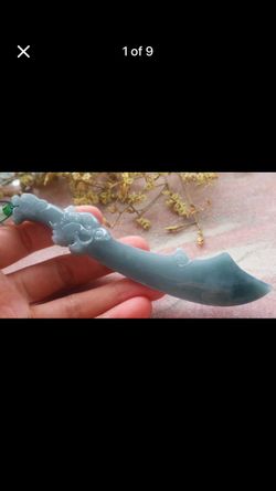 Certificate Jadeite Jade Green Protection Pendant necklace Dragon Sword