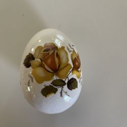 Vintage Ceramic  painted egg with yellow roses