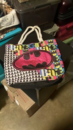 Batman Batgirl Tote Bag Colorful Pink Retro Handbag Polyester