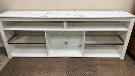 Tv Stand Media Shelf unit, faux marble top.