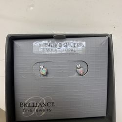 Sterling Silver Simulated Opal Earrings