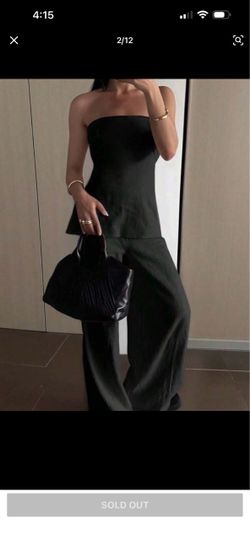 Black Strapless Wide-Leg 2 piece set