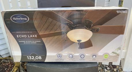 Harbor Breeze Echo Lake 52in Oil-Rubbed Bronze LED Ceiling Fan w/ Light, 5 Blade