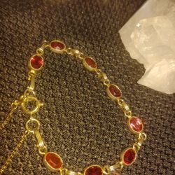 Danecraft 12k Filled Gold & Red Crystal Bracelet