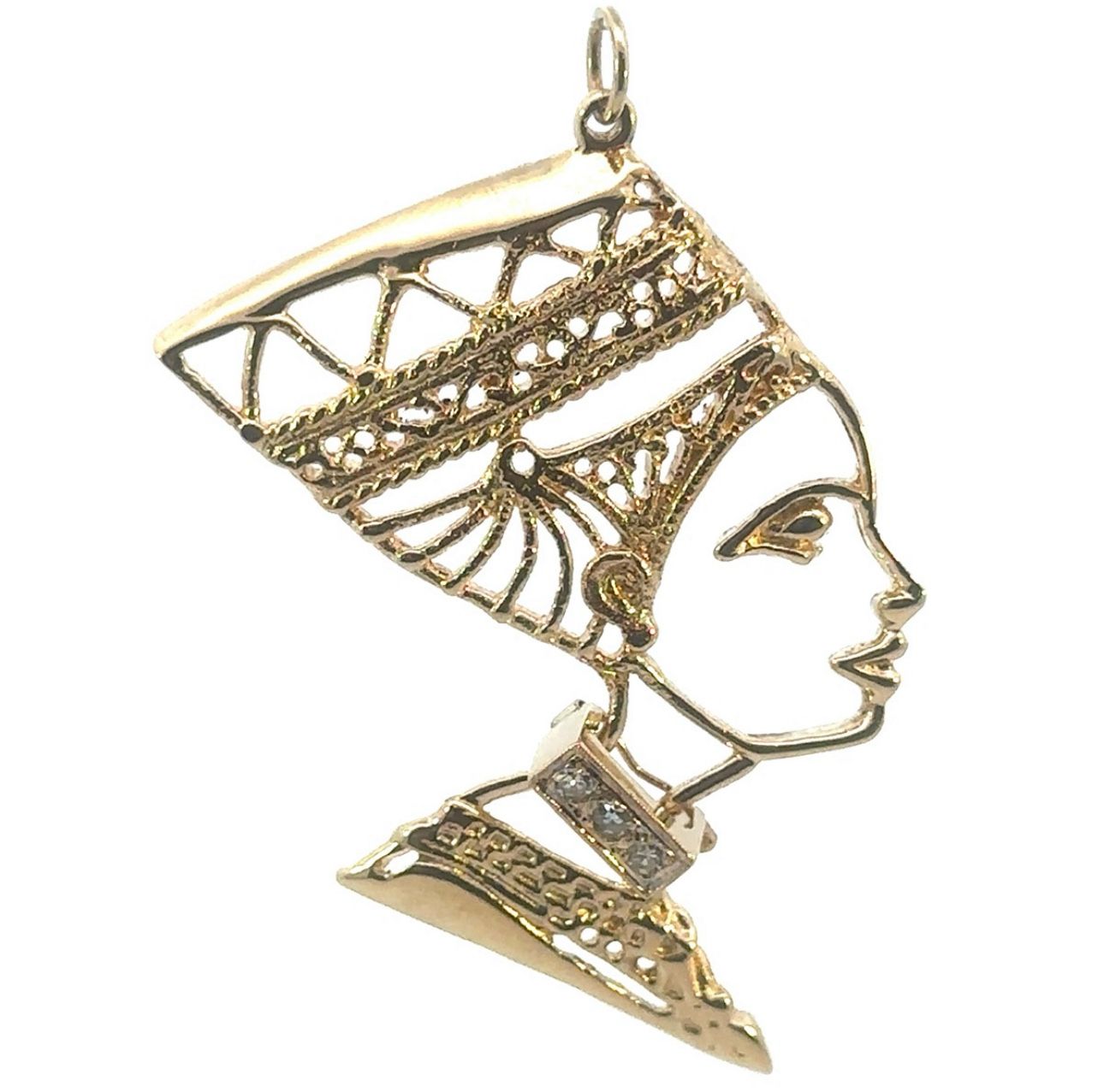 14k Yellow Gold Queen Nefertiti Egyptian Pendant GP3106402