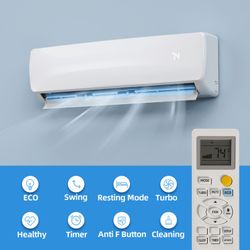 New 18000 BTU 230V Mini Split Air Conditioner & Heater with Inverter, 19 SEER2 230V Energy Saving AC Unit Cools Rooms up to 1250 Sq. Ft, Complete Inst
