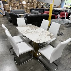 Modern Dining Table with 6 Chairs / Mesa de comedor moderna con 6 sillas