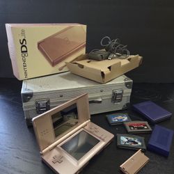 NINTENDO DS LITE METALLIC ROSE  LOT **read Description**