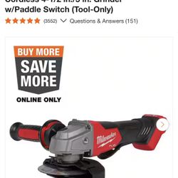 M18 FUEL 18V Lithium-lon Brushless Cordless 4-1/2 in./5 in. Grinder w/Paddle Switch (Tool-Only)