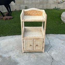 Small Wicker Storage Table / Cabinet