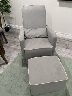 DaVinci Olive Upholstered Swivel Glider With Ottoman  