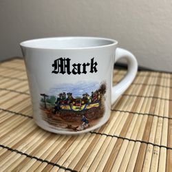 Vintage Papel “Mark” Name 10oz Mug Steam Coach by Gurney 1827 Personalized Gift
