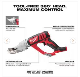 Milwaukee M18 18-Volt Lithium-lon Cordless 18-Gauge Single Cut Metal Shear (Tool Only)