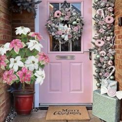 MHMJON 4 ft Tree for Front Porch Decor, 2 PCS Outdoor Pathway Christmas Trees Faux Topiary Plants Potted UV Resistant for Outdoor Indoor Door Garden F