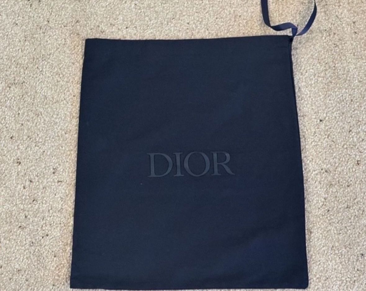 Black Dior Dust Bag Drawstring Raised Large Logo For Shoes Purse Or Handbag 12” By 15”
