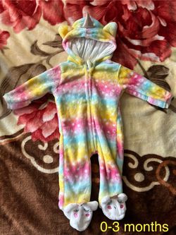 Baby Girl Zip Up Onesie, Unicorn