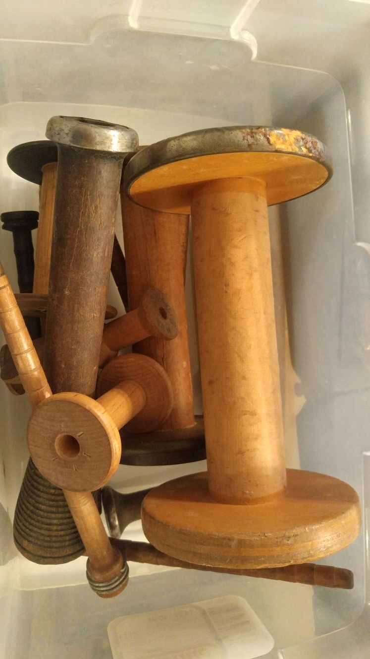 Antique wooden spools