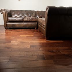 Pottery Barn Button-Tufted Chesterfield Leather Sectional – Apartment Size – Brown