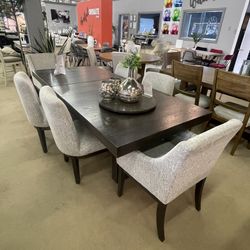 Dark Brown/Beige Dining Room Set / 7pc