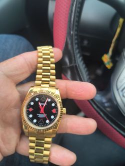 Seiko Gold-Tone Watch Playing Card Dial