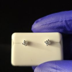 Solid 925 Sterling Silver .25 CTW Moissanite Screw Back Stud Earrings