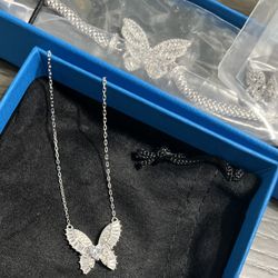 Butterfly Necklace, Bracelet, And Earring Set